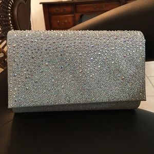 Silver Studded Sequin Clutch